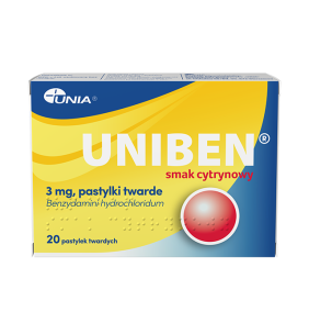 Uniben smak cytrynowy, 3 mg, pastyl.twarde, 20 szt