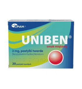 Uniben smak miętowy, 3 mg, pastyl.twarde, 20 szt