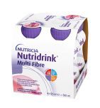 Nutridrink Multi Fibre, smak truskawkowy, płyn, 4 x 125 ml