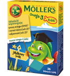 Mollers Omega-3 Rybki, żelki, smak jabłkowy, 36 szt.