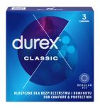 Durex Classic, prezerwatywy ze środkiem nawilżającym, 3 szt.
