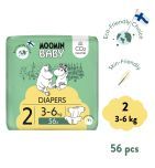 Moomin Baby 2 Newborn 3–6 kg, eko pieluszki, 56 szt.