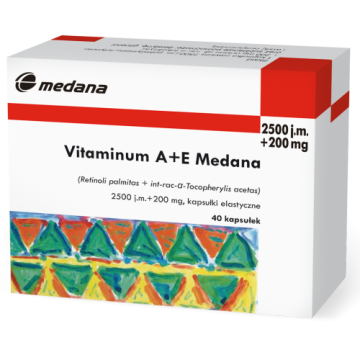 Vitaminum A+E Medana, 2500 j.m.A + 200 mg E, kapsułki, 40 szt.