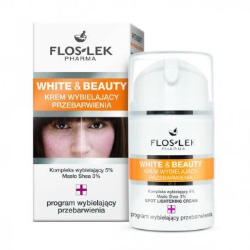 Flos-Lek Pharma White & Beauty, krem wybielający przebarwienia na twarzy, 50 ml