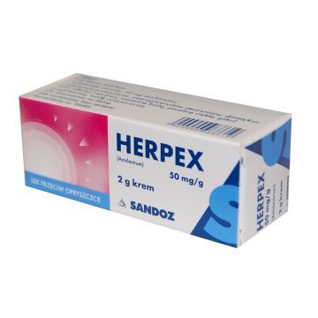 Herpex, 50 mg/g, krem, 2 g (tuba)