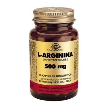 Solgar L-Arginina, 500 mg, kaps., 50 szt