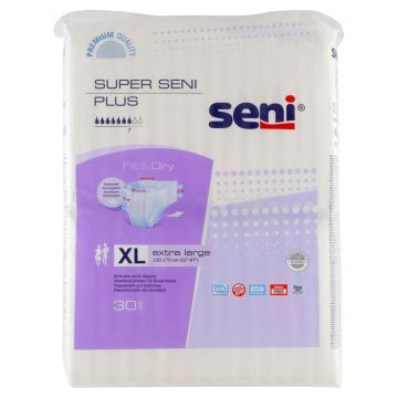 Super Seni Plus, pieluchomajtki dla dorosłych, rozmiar XL, 30 szt.