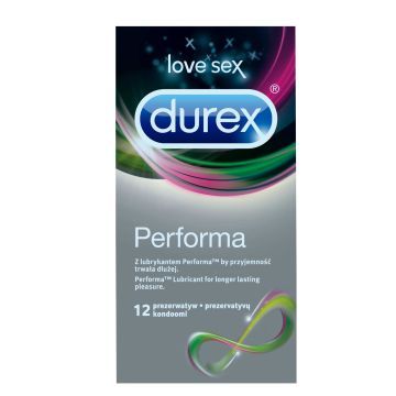 Durex Performa, prezerwatywy ze środkiem nawilżającym, 12 szt.