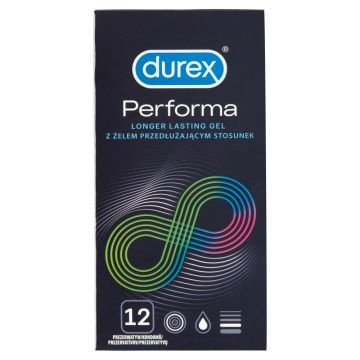 Durex Performa, prezerwatywy ze środkiem nawilżającym, 12 szt.