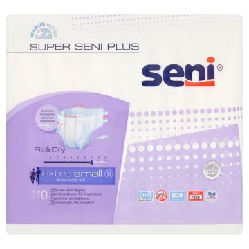Super Seni Plus, pieluchomajtki dla dorosłych, rozmiar XS, 10 szt.