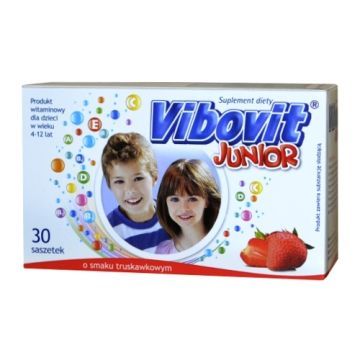 Vibovit Junior, proszek w saszetkach o smaku truskawkowym, 2 g, 30 szt.