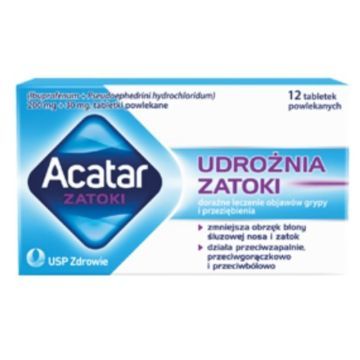 Acatar Zatoki, 200 mg + 30 mg, tabletki powlekane, 12 szt.