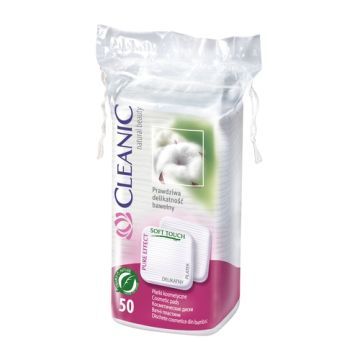 Cleanic, Pure Effect Soft Touch, płatki kosmetyczne kwadratowe, 50 szt.