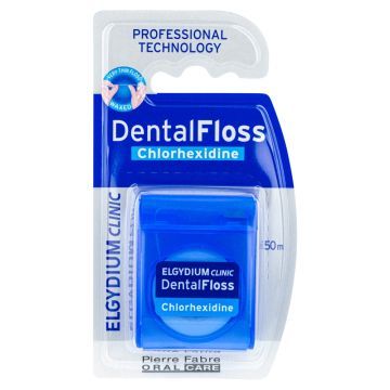 Elgydium Dental Floss Chlorhexidne, nić dentystyczna z chlorheksydyną, 50 m