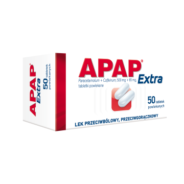 Apap Extra, 500 mg + 65 mg, tabletki powlekane, 50 szt. (butelka)