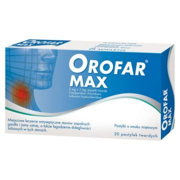 Orofar MAX, 2 mg + 1 mg, pastylki twarde, 20 szt.