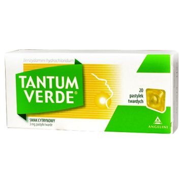 Tantum Verde smak cytrynowy, 3 mg, pastylki twarde, 20 szt.