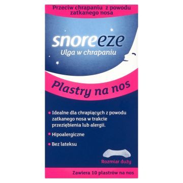 Snoreeze, plastry na nos, ułatwiające oddychanie, duże, 10 szt.