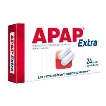 Apap Extra, 500 mg + 65 mg, tabletki powlekane, 24 szt.