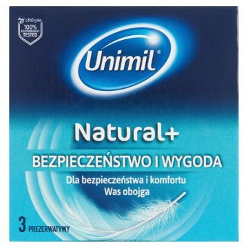 Unimil Natural+, prezerwatywy lateksowe, 3 szt.