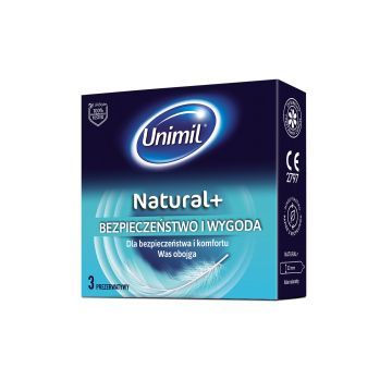 Unimil Natural+, prezerwatywy lateksowe, 3 szt.