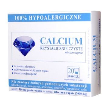 Calcium Krystalicznie Czyste, proszek, 100% hipoalergiczne, proszek w saszetkach, 20 szt.