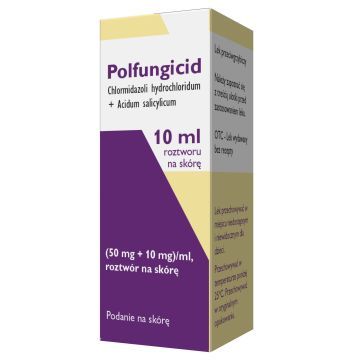 Polfungicid, 50 mg + 10 mg/ml, roztwór na skórę, 10 ml