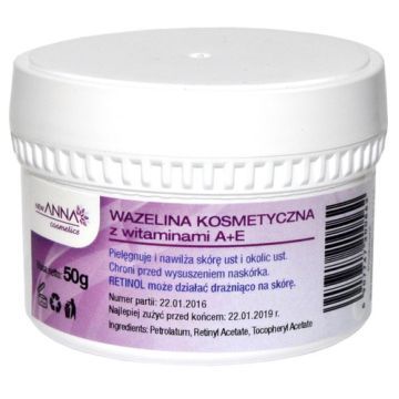 New Anna Cosmetics, wazelina kosmetyczna z witaminami A+E, 50 g