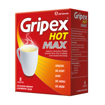 Gripex Hot MAX, proszek do sporządzenia roztworu doustnego, 8 saszetek