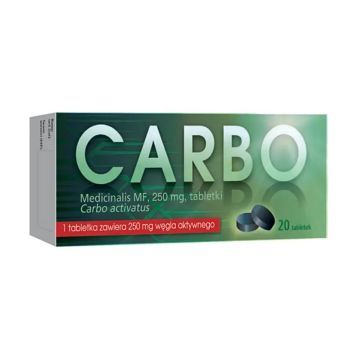 Carbo Medicinalis MF, 250 mg, tabletki, 20 szt.