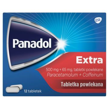 Panadol Extra, 500 mg+65 mg, tabletki powlekane, 12 szt.
