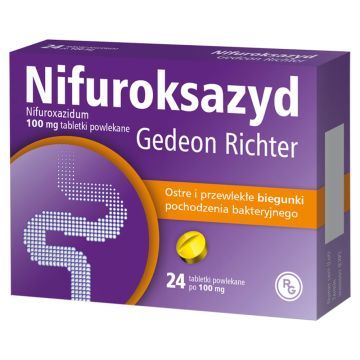 Nifuroksazyd Gedeon Richter, 100 mg, tabl.powl., 24 szt
