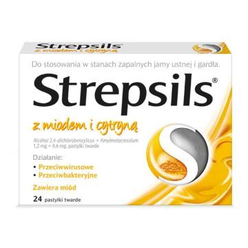 Strepsils z miodem i cytryną, pastylki twarde, 24 szt.