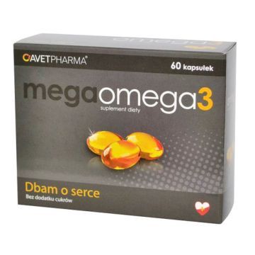 Mega Omega 3, kaps., bez dodatku cukrow, 60 szt