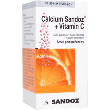 Calcium-Sandoz+Vitamin C, tabl.musuj., 10 szt