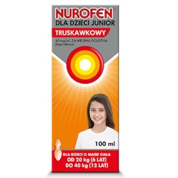 Nurofen dla dzieci Junior truskawkowy, (40 mg/ml), zawiesina doustna, 100 ml