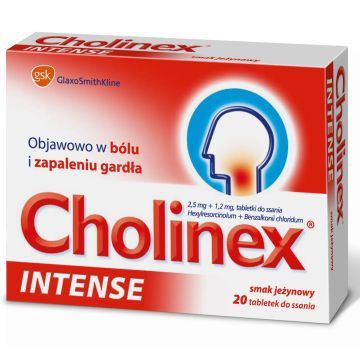 Cholinex Intense, tabletki do ssania, smak jeżynowy, 20 szt.