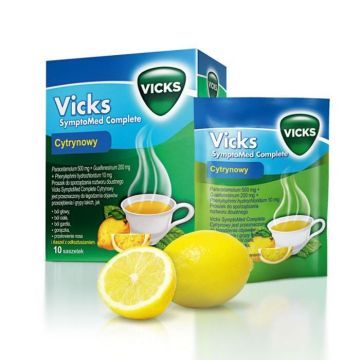 Vicks AntiGrip Complex (SymptoMed Cytryna), proszek do sporządzania roztworu doustnego, 10 saszetek