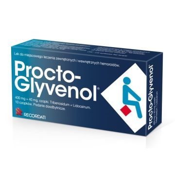 Procto-Glyvenol, 400 mg + 40 mg, czopki doodbytnicze, 10 szt.