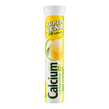 Calcium + witamina C, tabletki musujące o smaku cytrynowym, 20 szt.