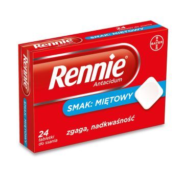 Rennie Antacidum, 680 mg+80 mg, tabletki do ssania, smak miętowy, 24 szt.