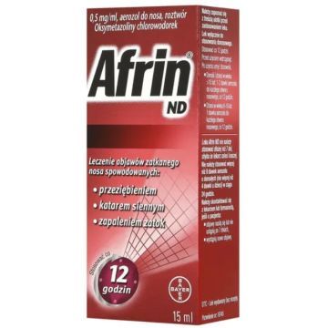 Afrin ND, 0,5 mg/ml, aerozol do nosa, 15 ml