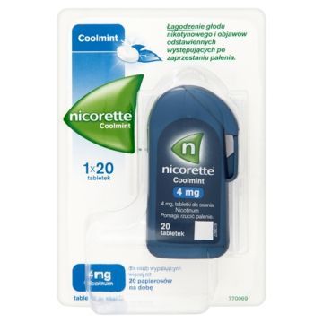 Nicorette Coolmint, 4 mg, tabletki do ssania, 20 szt.