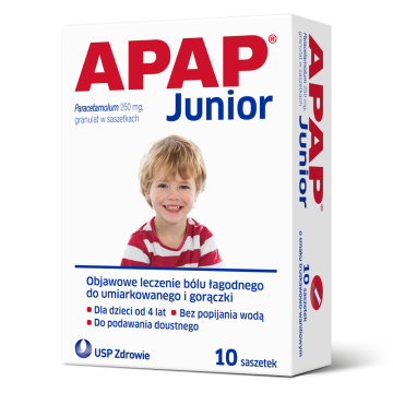 Apap Junior, 250 mg, granulat, 10 saszetek