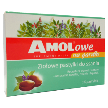 AMOLowe na gardło, ziołowe pastylki do ssania, 16 szt.