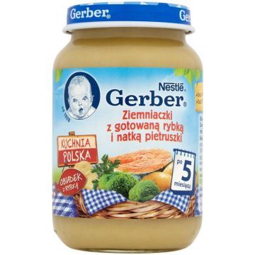 Gerber, Rybka z ziemniaczkami, cukinią i brokułami, 6 m+, 190 g