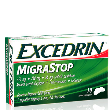 Excedrin MigraStop, 250 mg + 250 mg + 65 mg, tabletki powlekane, 10 szt.