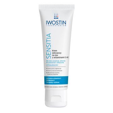 Iwostin Sensitia, krem odżywczy na noc z witaminami C+E, 50 ml