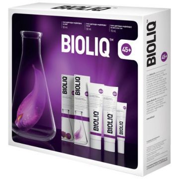 Zestaw Promocyjny Bioliq 45+, krem na dzień, 50 ml + krem na noc, 50 ml + krem do okolic oczu i ust, 15 ml