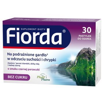 Fiorda, pastylki do ssania o smaku czarnej porzeczki, 30 szt.